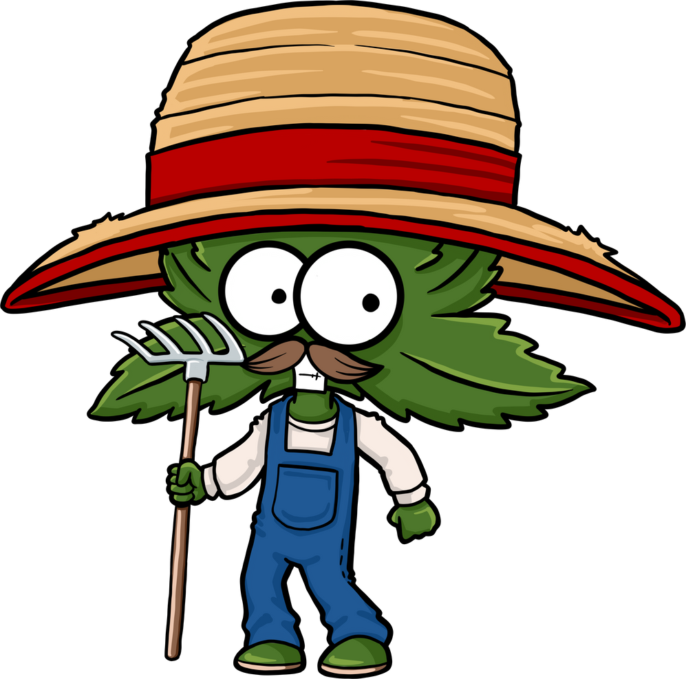 Cute cartoon cannabis marijuana character farmer